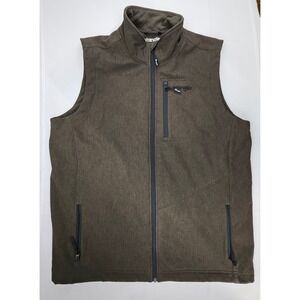 Wrangler Mens‎ Brown Softshell Fleece Lined Full Zip Vest Media Port MJK44BH LT